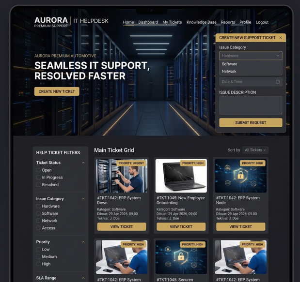 AI Ticketing System Interface